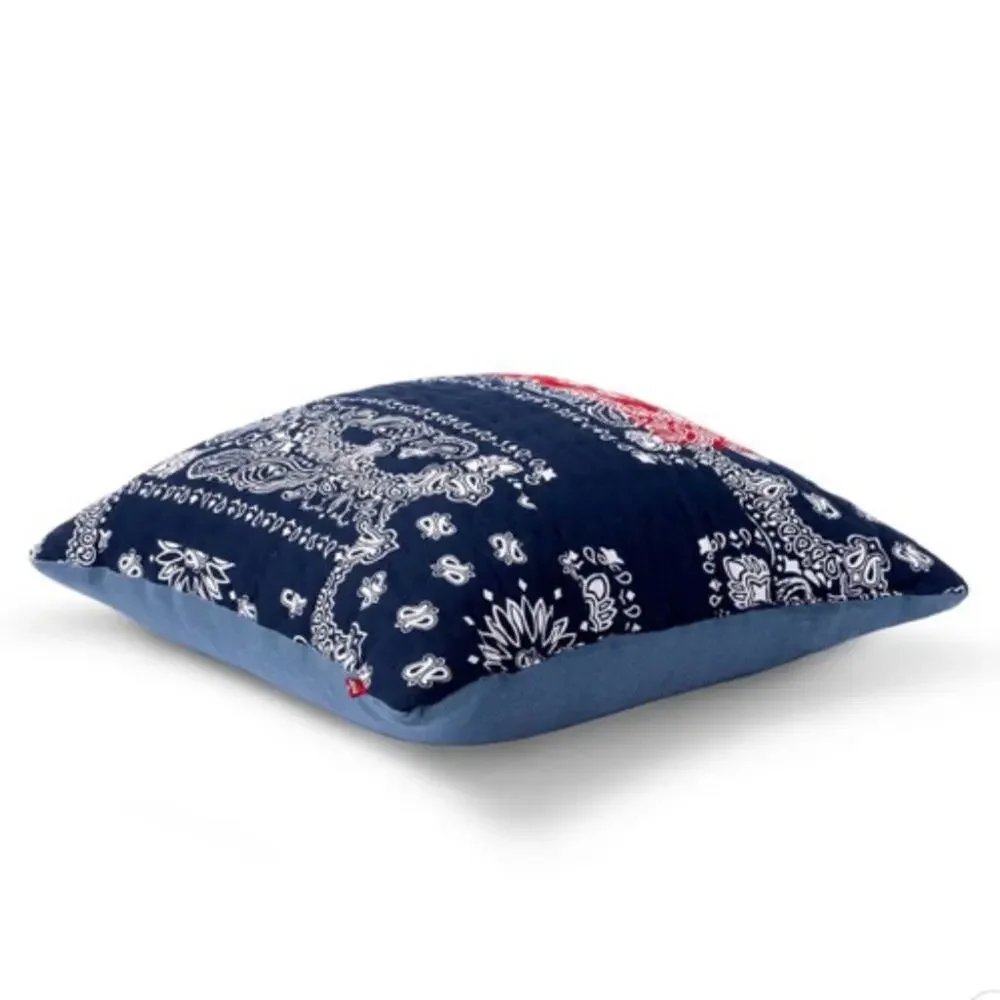 Levi's Patchwork Bandana Print Throw Pillow Blue